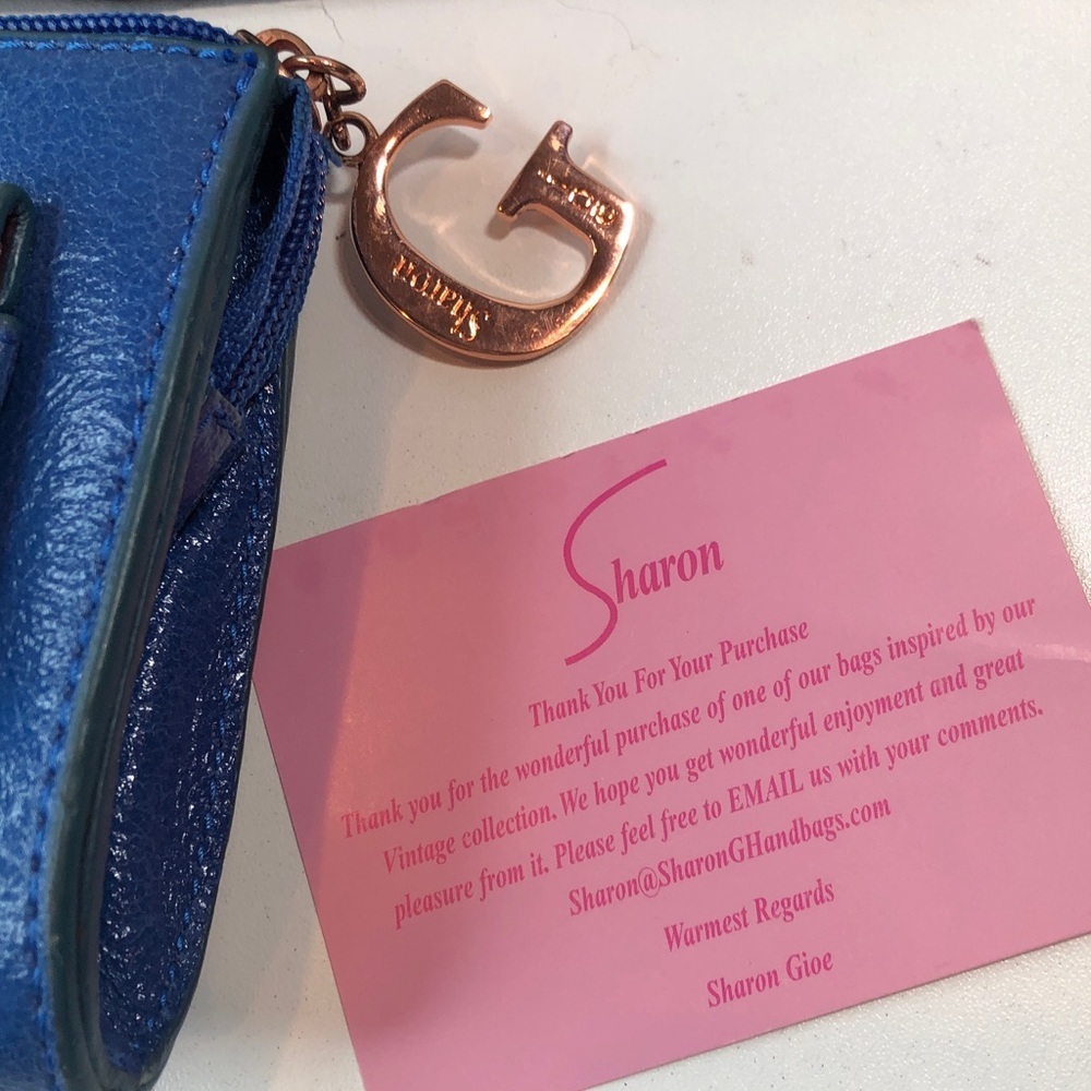 La Gioe di Toscana by Sharon Gioe Blue Leather Women's Wallet NEW - Picture 3 of 16
